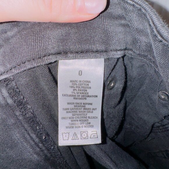 Aeropostale AERO black wash denim distressed curvy high rise jeans size 0 - Picture 5 of 6